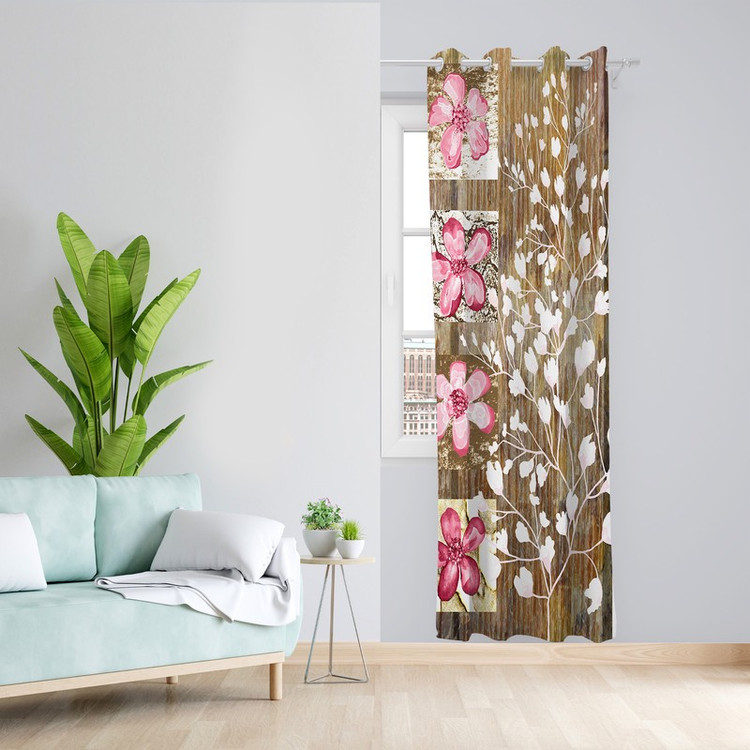 پرده طرح گل مدل مخمل پانچی کد L 1131L Z سایز 140x200 سانتی متر