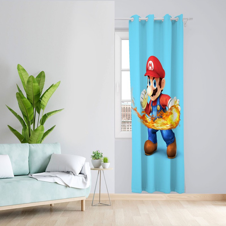 پرده مدل اتاق کودک مخمل پانچی طرح ماریو کد 4654 سایز 140x280 سانتی متر