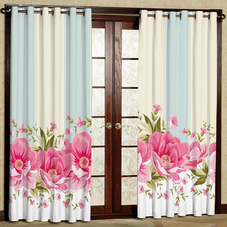 پرده بارمان دکور طرح گل مدل هازان پانچی کد 25-2124 W سایز 140x280 سانتی متر