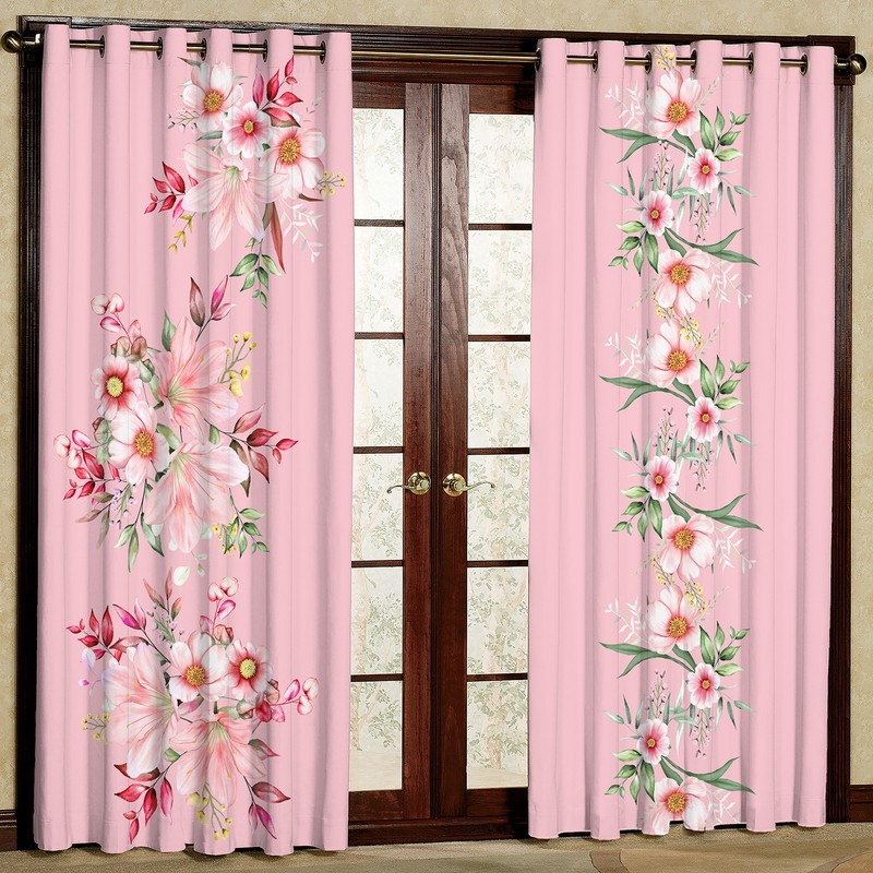 پرده بارمان دکور طرح گل مدل مخمل پانچی کد 5433LR W سایز 140x280 سانتی متر
