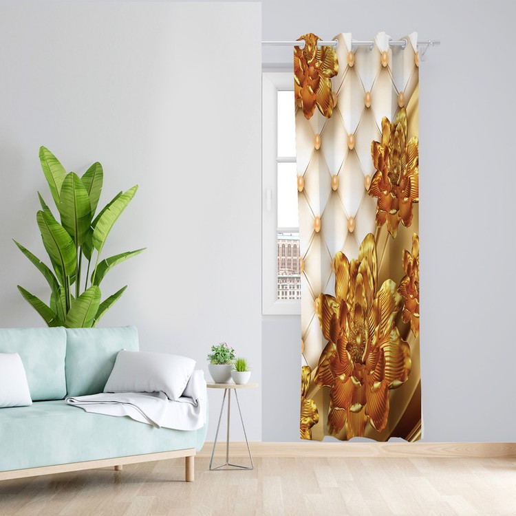 پرده طرح گل مدل مخمل پانچی کد L 1341R Z سایز 140x200 سانتی متر