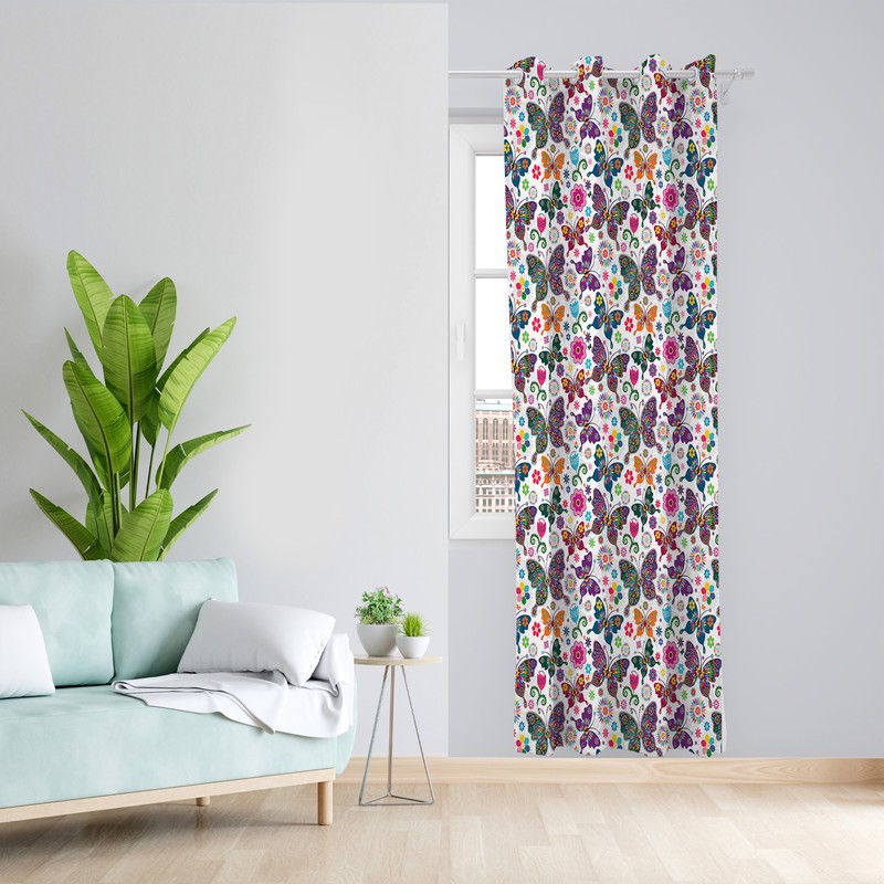 پرده طرح پروانه مدل مخمل پانچی کد L 501 Z سایز 140x200 سانتی متر
