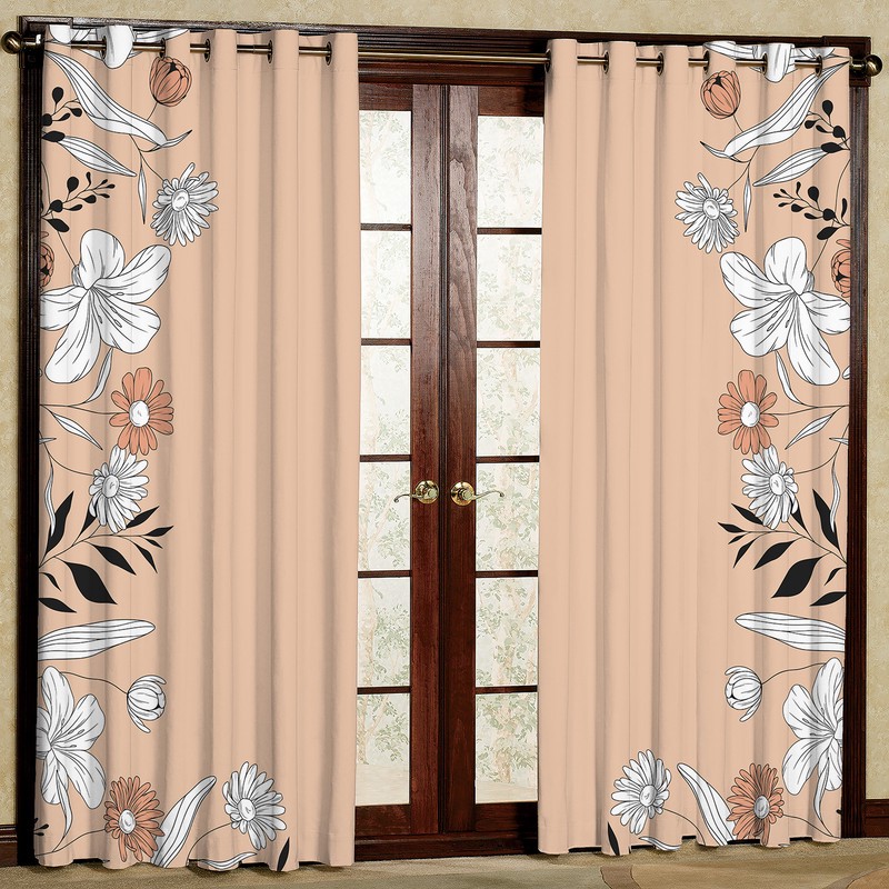 پرده بارمان دکور طرح حاشیه گل مدل مخمل پانچی کد 5660LR W سایز 140x280 سانتی متر
