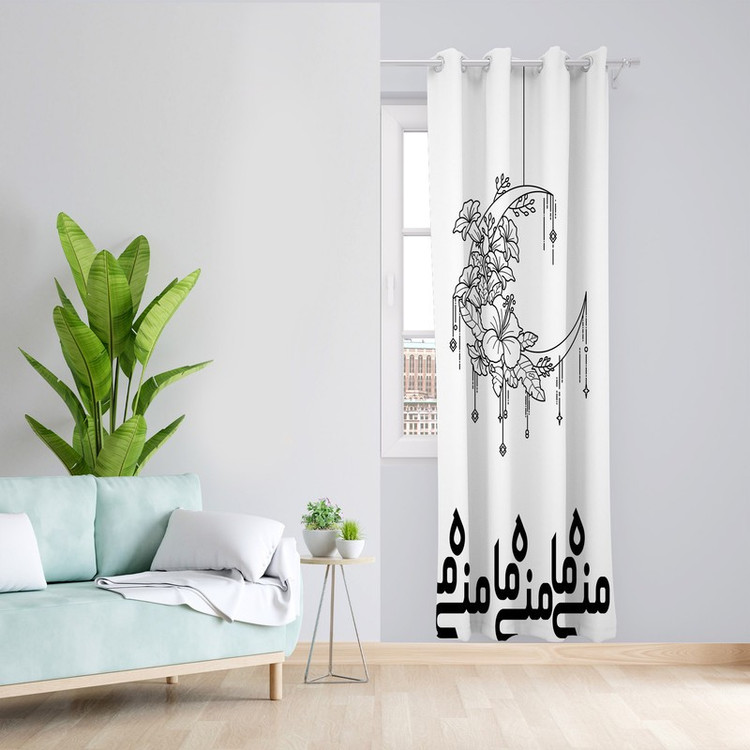 پرده طرح ماه منی مدل مخمل پانچی کد 1821 z سایز 140x200 سانتی متر