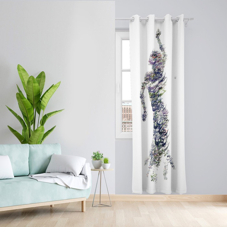 پرده طرح شعر مدل مخمل پانچی کد L 610b Z سایز 140x200 سانتی متر