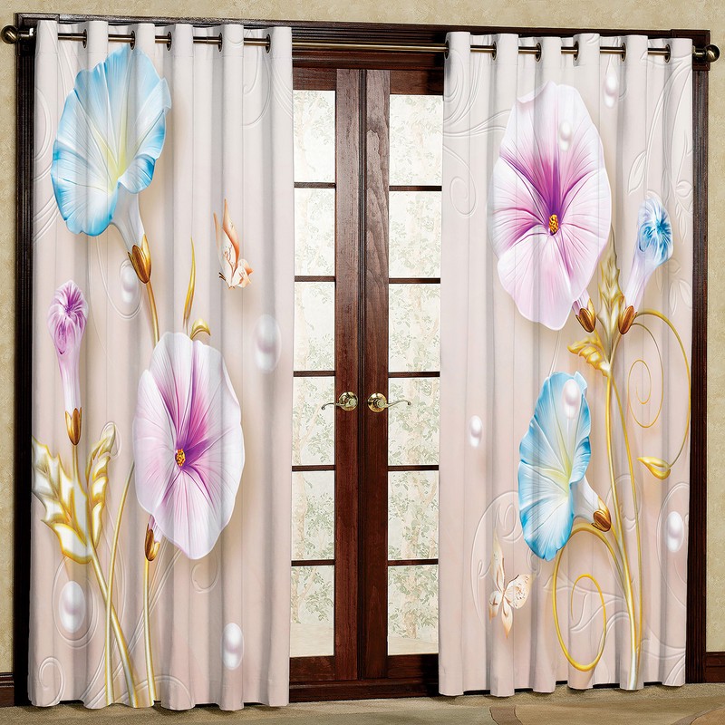 پرده مدل گل شیپوری مخمل پانچی کد 2690a سایز 200x140 سانتی متر