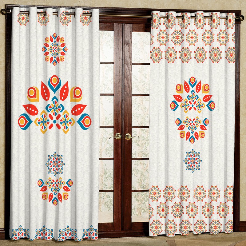 پرده بارمان دکور طرح سنتی مدل هازان پانچی کد 78-1977 W سایز 140x280 سانتی متر