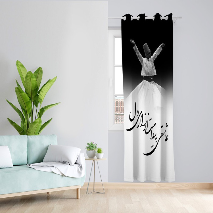 پرده طرح عاشقی مدل مخمل پانچی کد 4762 z سایز 140x200 سانتی متر