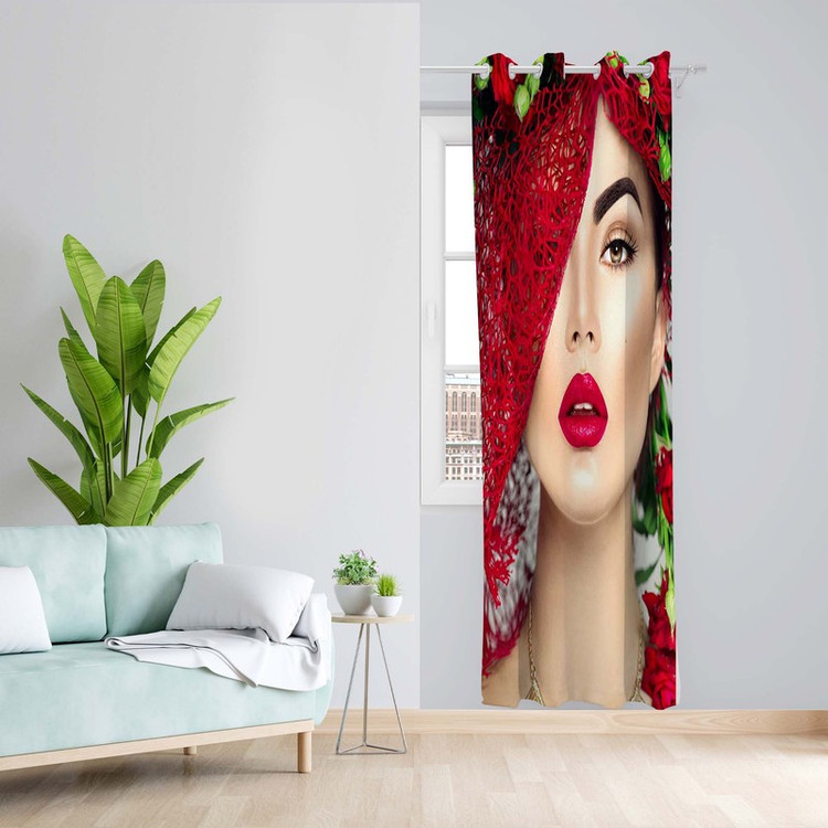 پرده طرح دختر مدل مخمل پانچی کد 5618L z سایز 140x200 سانتی متر