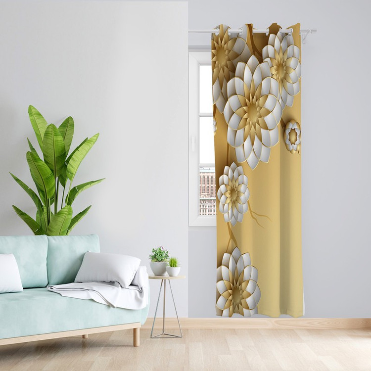 پرده طرح گل مدل مخمل پانچی کد L 1204L Z سایز 140x200 سانتی متر