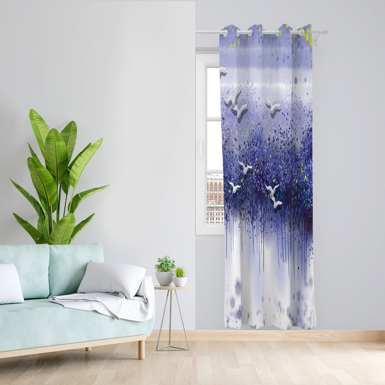 پرده طرح پرنده مدل مخمل پانچی کد 2444 z سایز 140x200 سانتی متر
