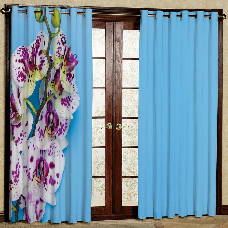 پرده مدل گل ارکیده مخمل پانچی کد 2419 سایز 200x140 سانتی متر