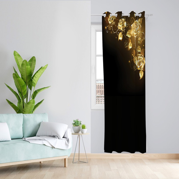 پرده طرح گل رز مدل مخمل پانچی کد L 534 Z سایز 140x200 سانتی متر