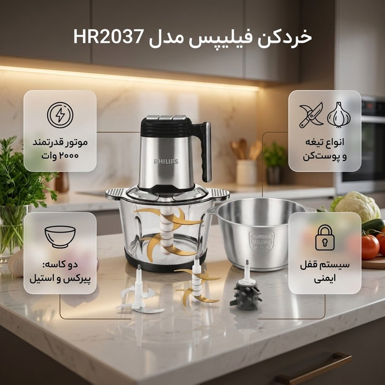 خردکن 4۰۰۰ میلیلیتر فیلیپس مدل HR2037
