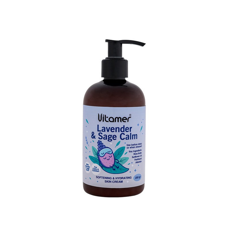 کرم مرطوبکننده و آبرسان بدن ویتامر مدل Lavender & Sage Calm مناسب برای انواع پوست حجم 250 میلیلیتر