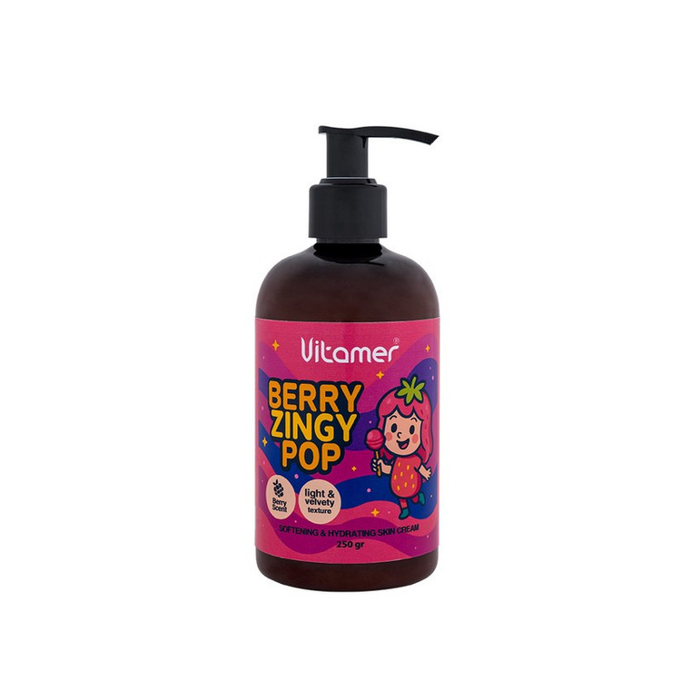 کرم مرطوبکننده و آبرسان بدن ویتامر مدل Berry Zingy Pop مناسب برای انواع پوست حجم 250 میلیلیتر